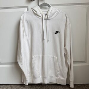 Nike Men's White Hoodie with Black Logo